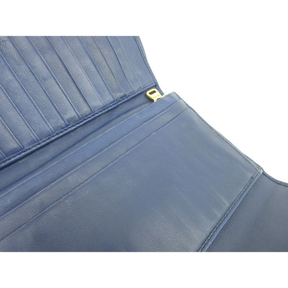 Miu Miu Matelasse Tri fold Long Wallet Blue Leather - Picture 9 of 9